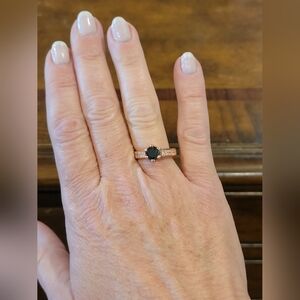 Elegant Black Stone Rose Gold Ring